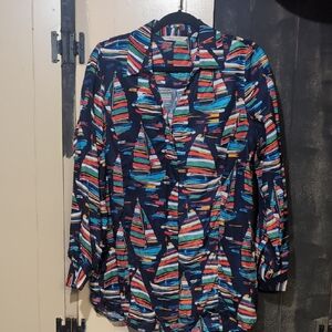 Soft Surroundings Multicolor Sailboat Blouse